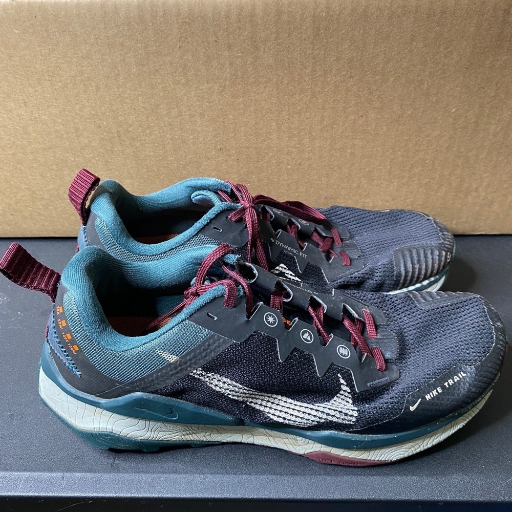 Nike Wildhorse 8 Trail Running Shoes Mens 9.5 Black Teal Burgundy DR2686-004